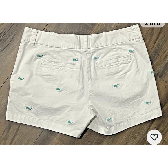 Vineyard Vines White Green Whales Chino Shorts Womens Size 2 - Picture 2 of 3